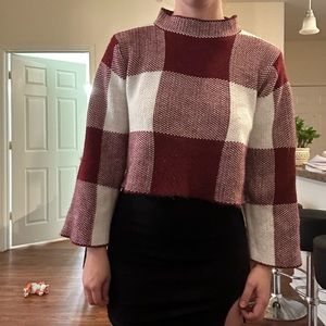 Red and white block sweater